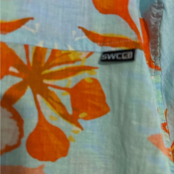 Vibrant Blue and Orange Casual Button Down Shirt - Picture 5 of 6